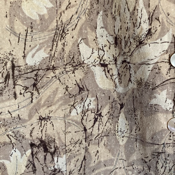 Tan short sleeved button up blouse. - Picture 2 of 4